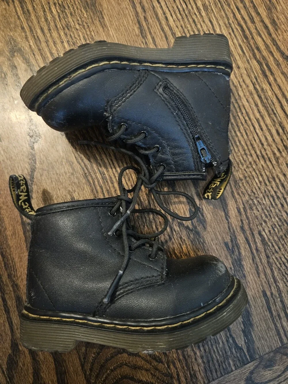 Dr. Martens Kids Black Lace-Up Combat Boots